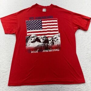 Vintage USA Mount Rushmore American Flag Graphic T Shirt XL Red Patriotic